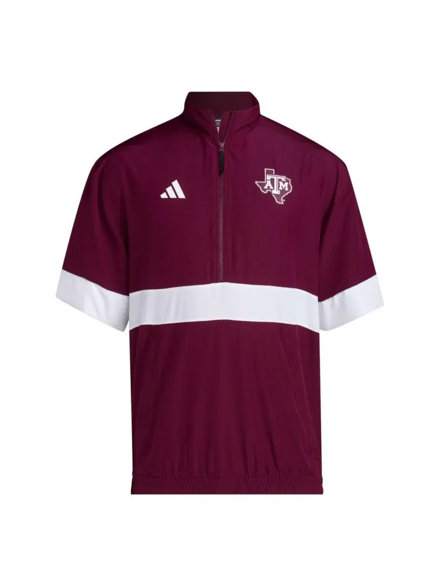 Adidas Мужская бордовая куртка Texas A&M Aggies Strategy с коротким рукавом и застежкой-молнией до — изображение 2 из 3