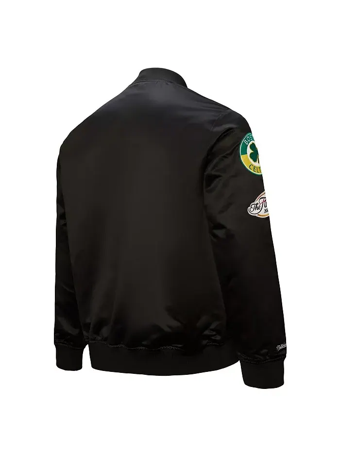 Мужская черная атласная куртка на молнии Boston Celtics Hardwood Classics Blackout Collection — изображение 4 из 5