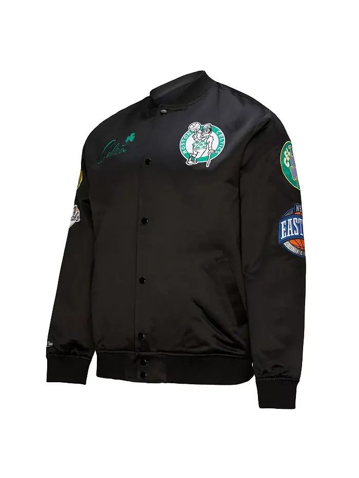 Мужская черная атласная куртка на молнии Boston Celtics Hardwood Classics Blackout Collection — изображение 5 из 5