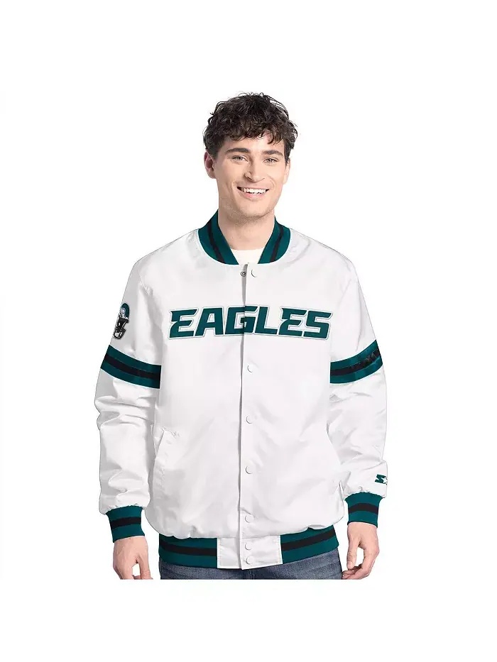 Мужская белая бейсбольная куртка Philadelphia Eagles Scout на молнии Starter