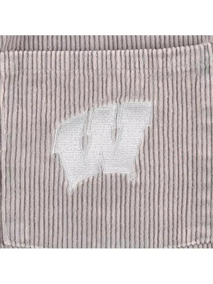 Женская серая состаренная куртка Wisconsin Badgers в винтажном стиле из вельвета с капюшоном на — изображение 2 из 4