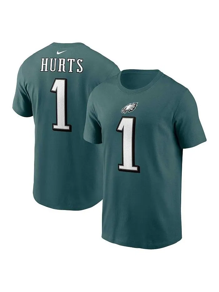 Мужская футболка Jalen Hurts Midnight Green Philadelphia Eagles с именем и номером игрока Nike