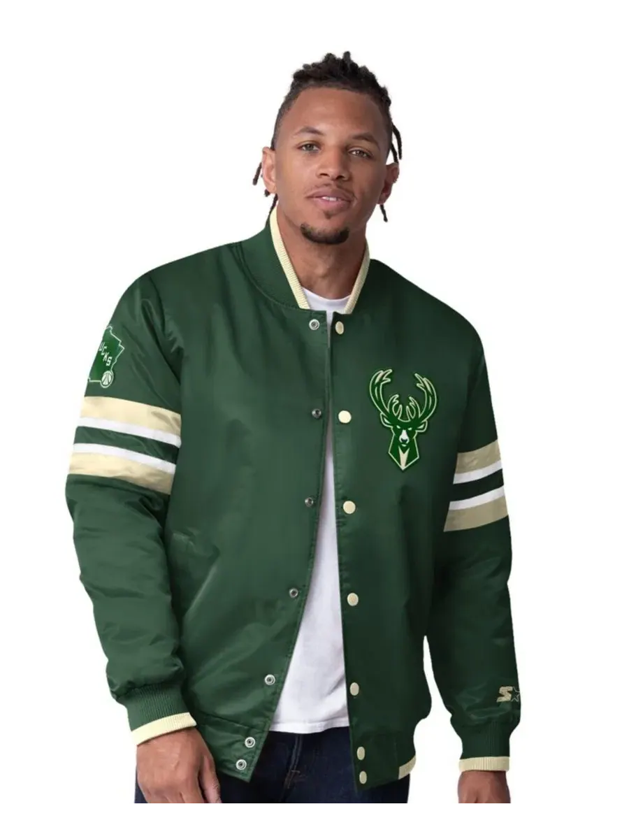 Куртка-ветровка с принтом Milwaukee Bucks Starter
