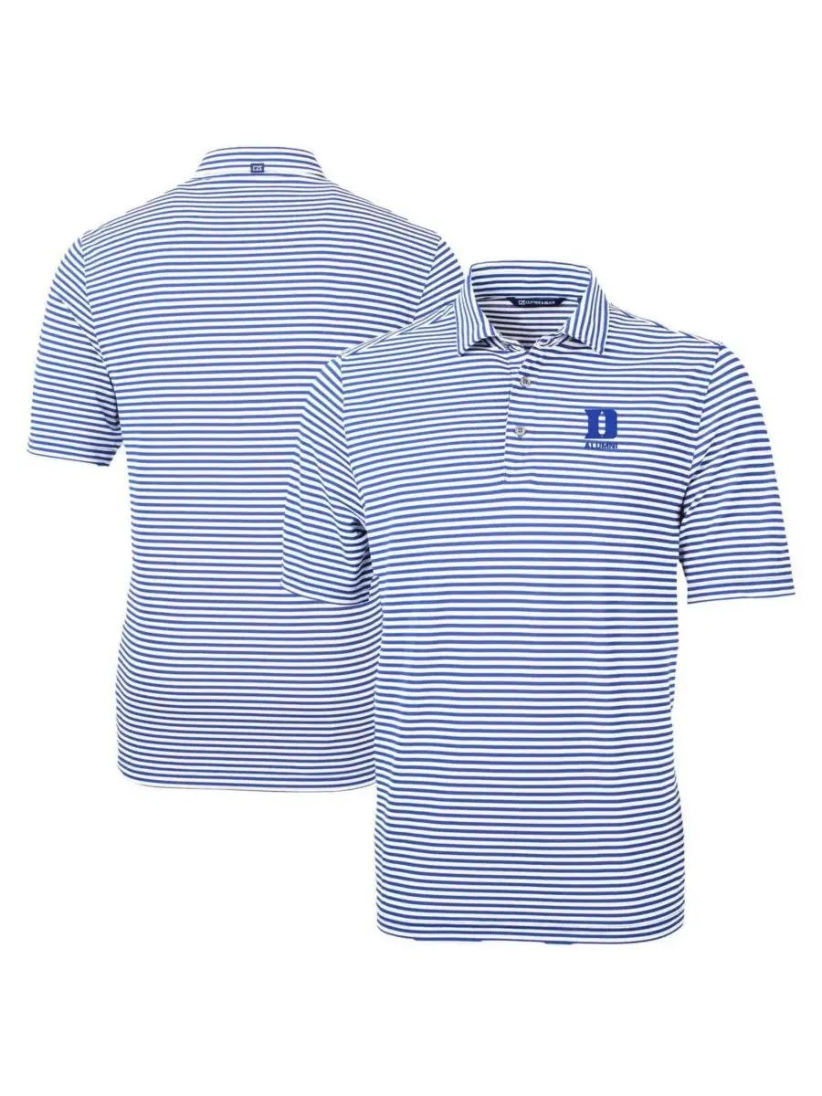 Поло-рубашка с полосками Royal Duke Blue Devils Virtue Eco Pique Stripe DryTec Cutter & Buck