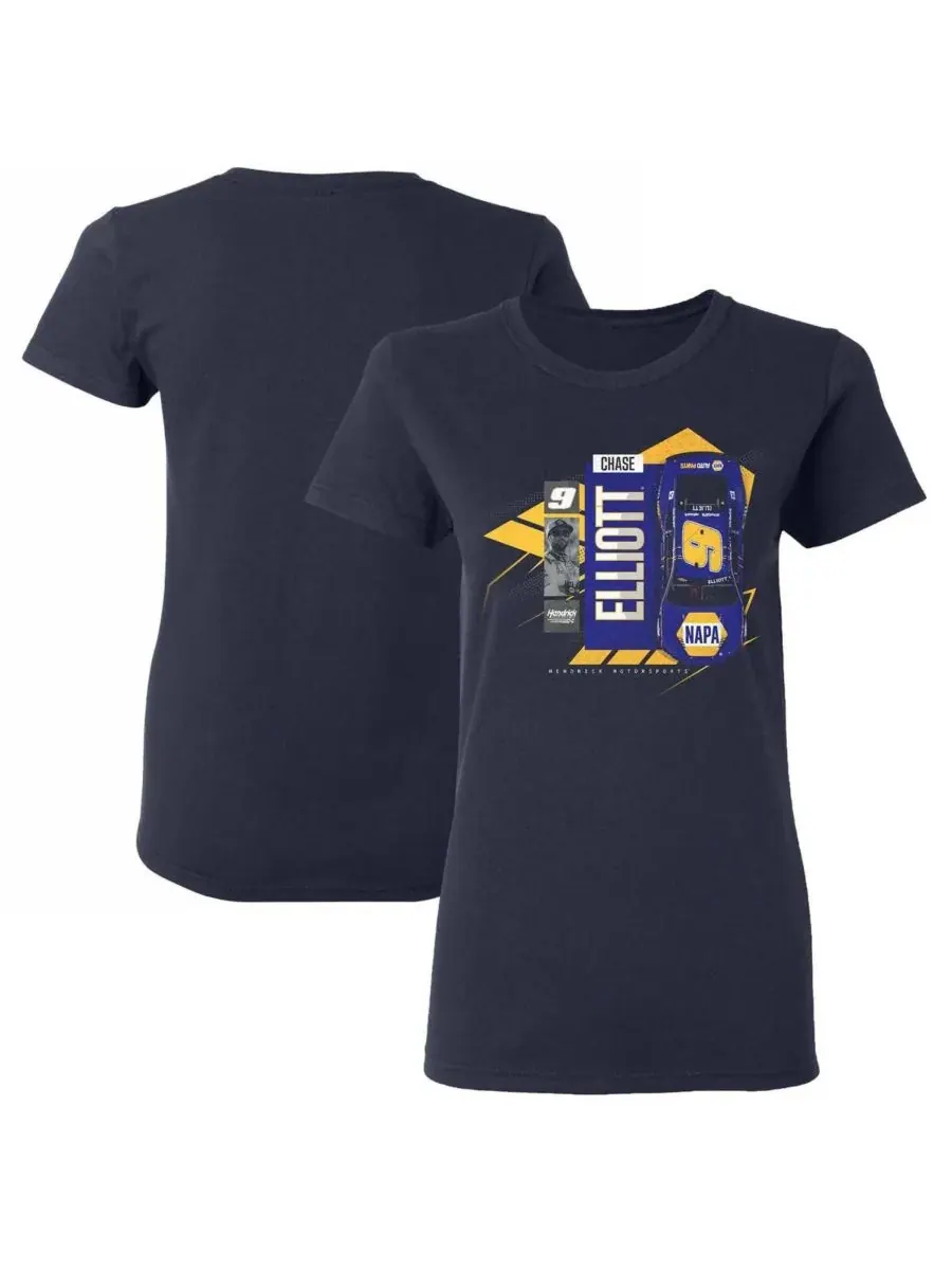 Hendrick Motorsports Team Collection Женская темно-синяя футболка Chase Elliott NAPA с изображением — синий