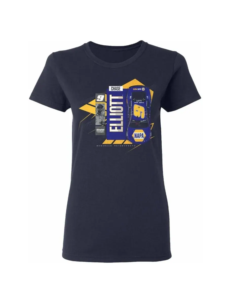 Hendrick Motorsports Team Collection Женская темно-синяя футболка Chase Elliott NAPA с изображением — изображение 3 из 3