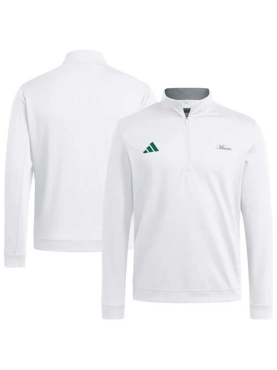 Adidas Мужская белая куртка Miami Hurricanes с застежкой-молнией до середины груди