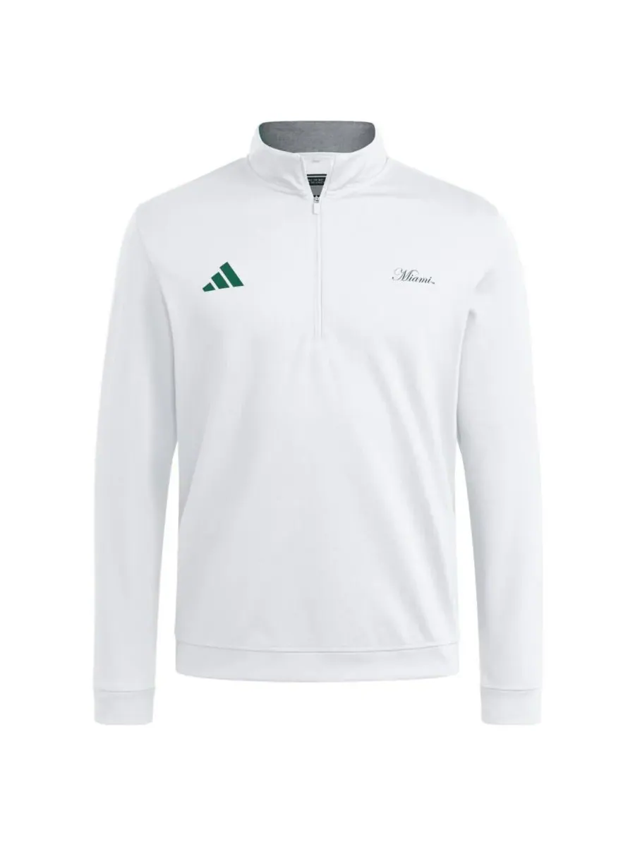 Adidas Мужская белая куртка Miami Hurricanes с застежкой-молнией до середины груди — изображение 3 из 3, белый