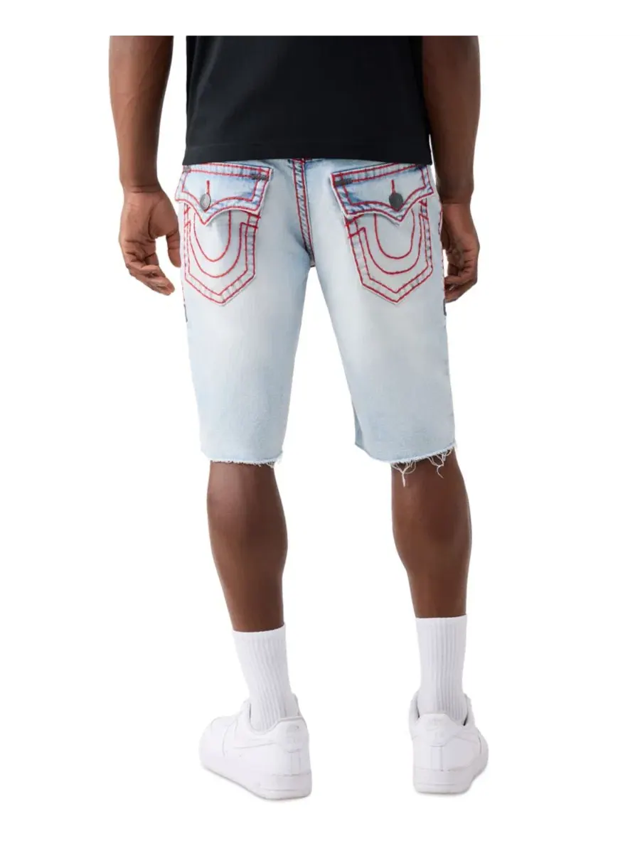 Шорты с рваным подолом и прямым кроем Ricky Super T True Religion, Coastline Ash Light Wash