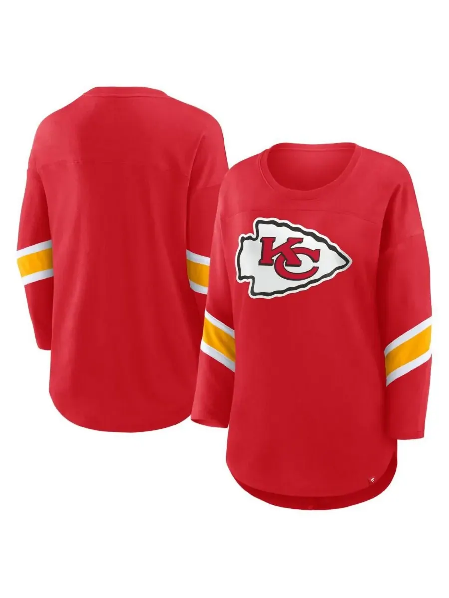 Fanatics Женская красная футболка большого размера Kansas City Chiefs Redzone с рукавами 3/4 и