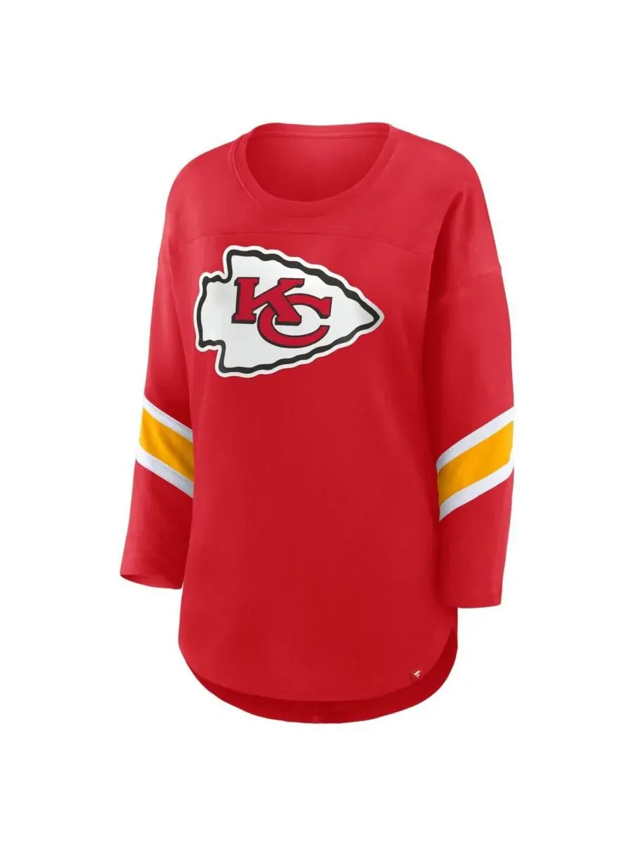 Fanatics Женская красная футболка большого размера Kansas City Chiefs Redzone с рукавами 3/4 и — изображение 3 из 3, красный