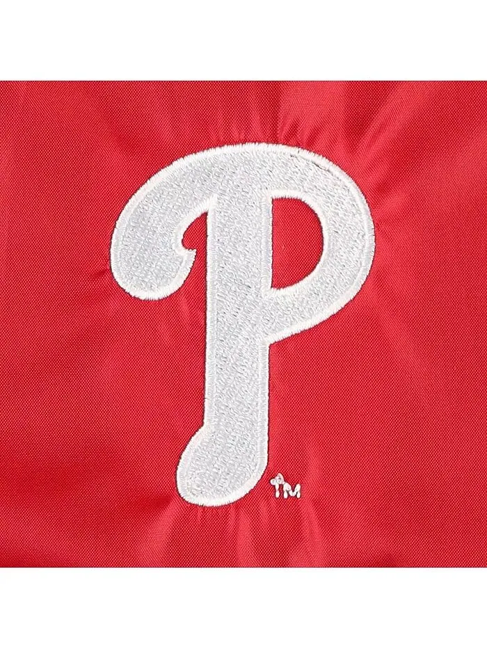 Мужская красная тренерская куртка-реглан Philadelphia Phillies с застежкой-молнией Dunbrooke — изображение 2 из 4
