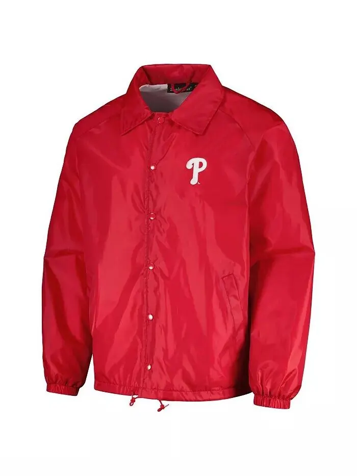 Мужская красная тренерская куртка-реглан Philadelphia Phillies с застежкой-молнией Dunbrooke — изображение 4 из 4