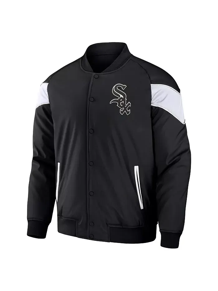 Мужская бейсбольная куртка на молнии Darius Rucker Collection от Black Chicago White Sox с рукавом — изображение 2 из 3