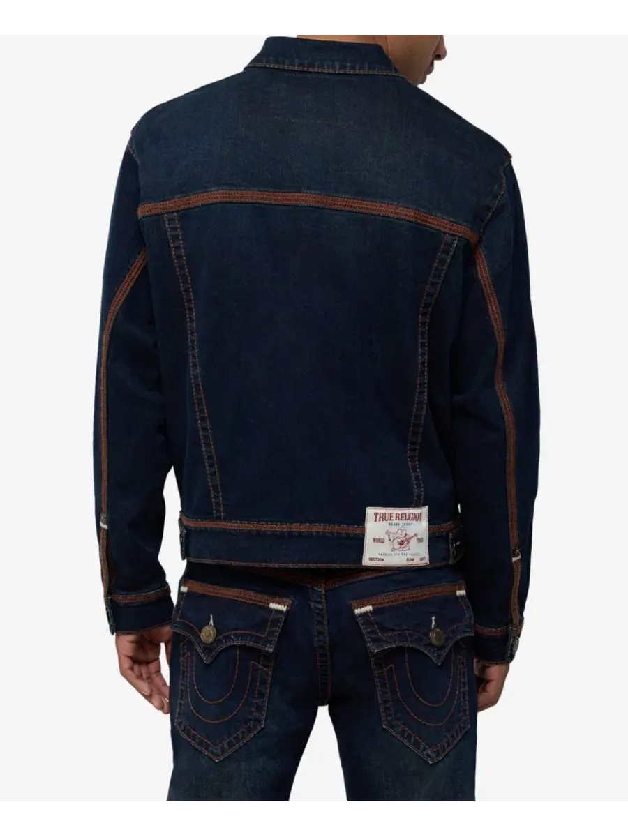 Джинсовая куртка с плоскими швами Super Flatlock True Religion, Midnight Serenade Dark Wash — изображение 3 из 3