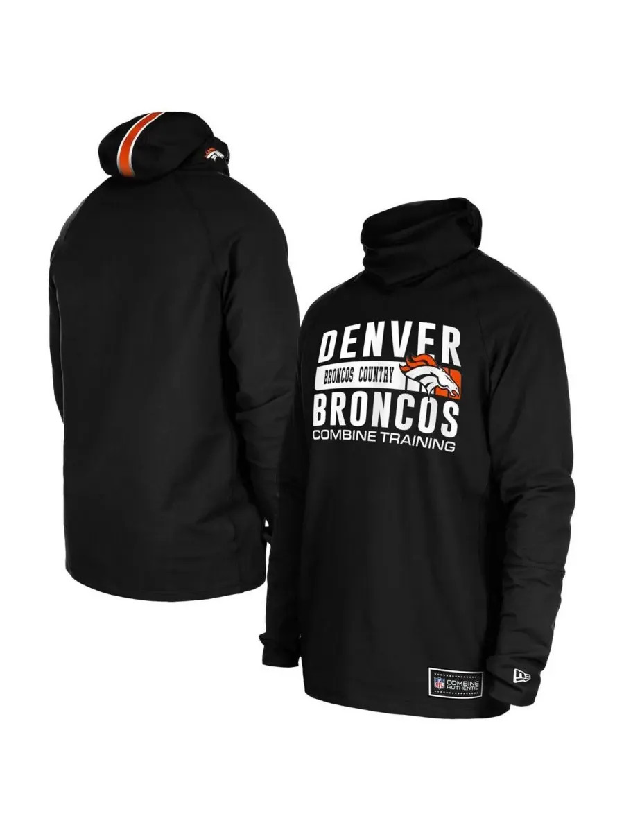 New Era Мужская черная функциональная балаклава-шлем Denver Broncos с полосатым принтом