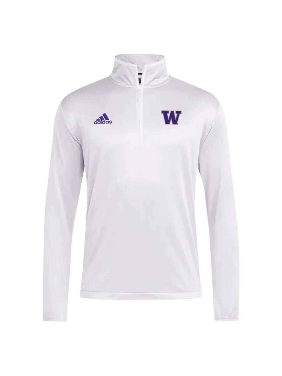 Adidas Мужская белая футболка на молнии с символикой тренерского штаба команды Washington Huskies — изображение 2 из 3, белый