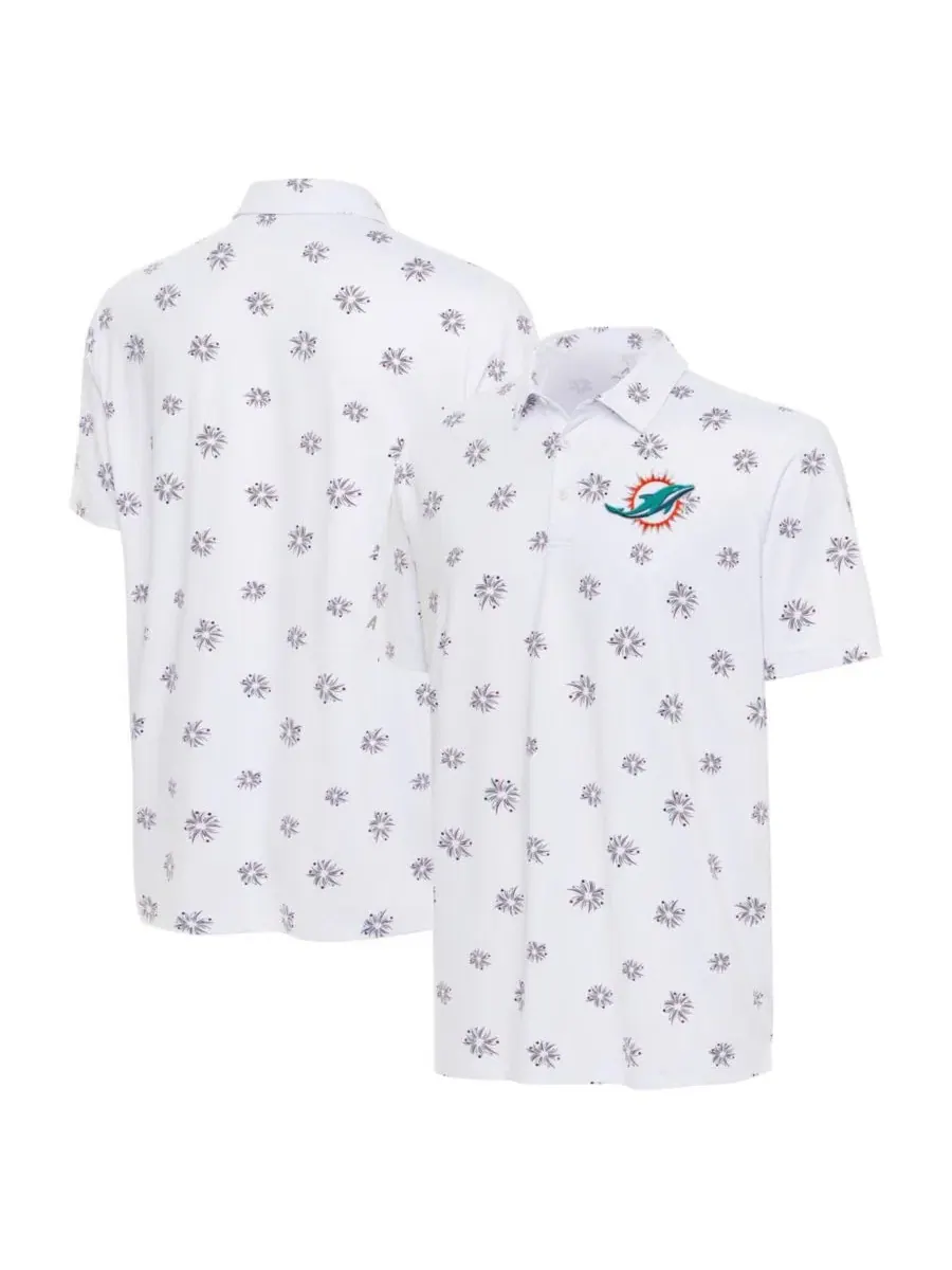 Поло с вышивкой Miami Dolphins Fireworks Antigua