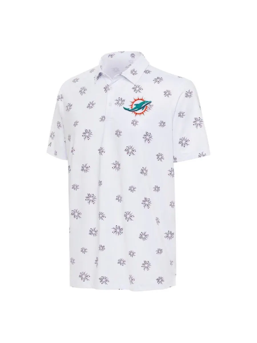 Поло с вышивкой Miami Dolphins Fireworks Antigua — изображение 2 из 2, белый