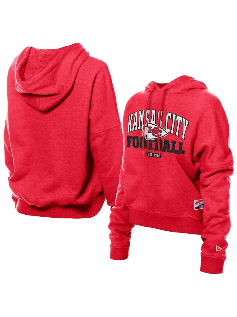 New Era Женская красная толстовка-худи в стиле ретро с символикой Kansas City Chiefs