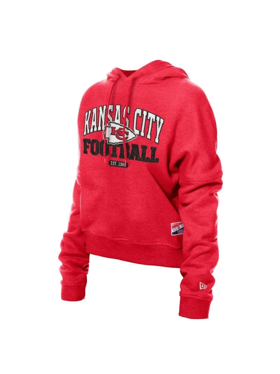 New Era Женская красная толстовка-худи в стиле ретро с символикой Kansas City Chiefs — изображение 3 из 3, красный