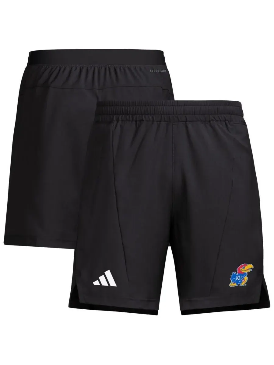 Adidas Мужские черные тренировочные шорты Kansas Jayhawks Program из тканого материала