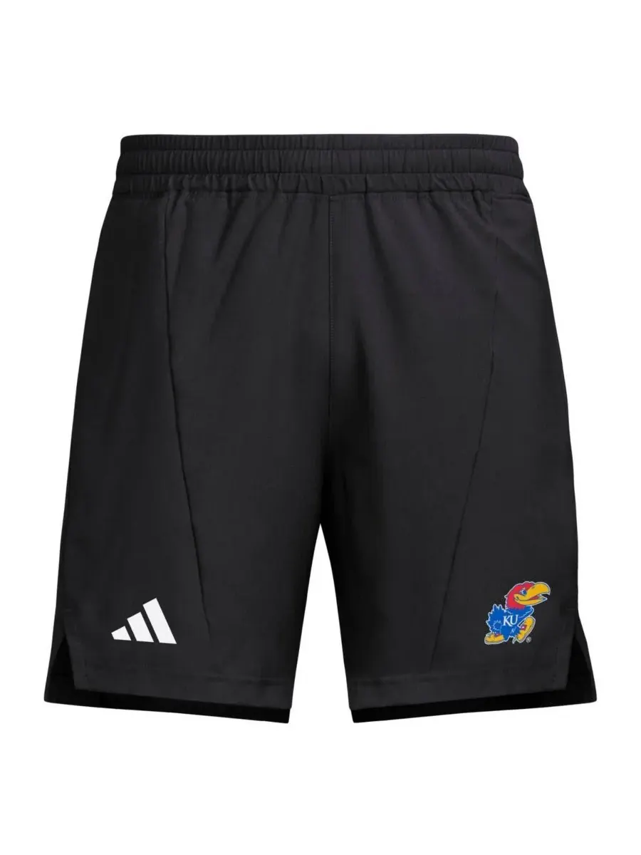 Adidas Мужские черные тренировочные шорты Kansas Jayhawks Program из тканого материала — изображение 2 из 3, черный