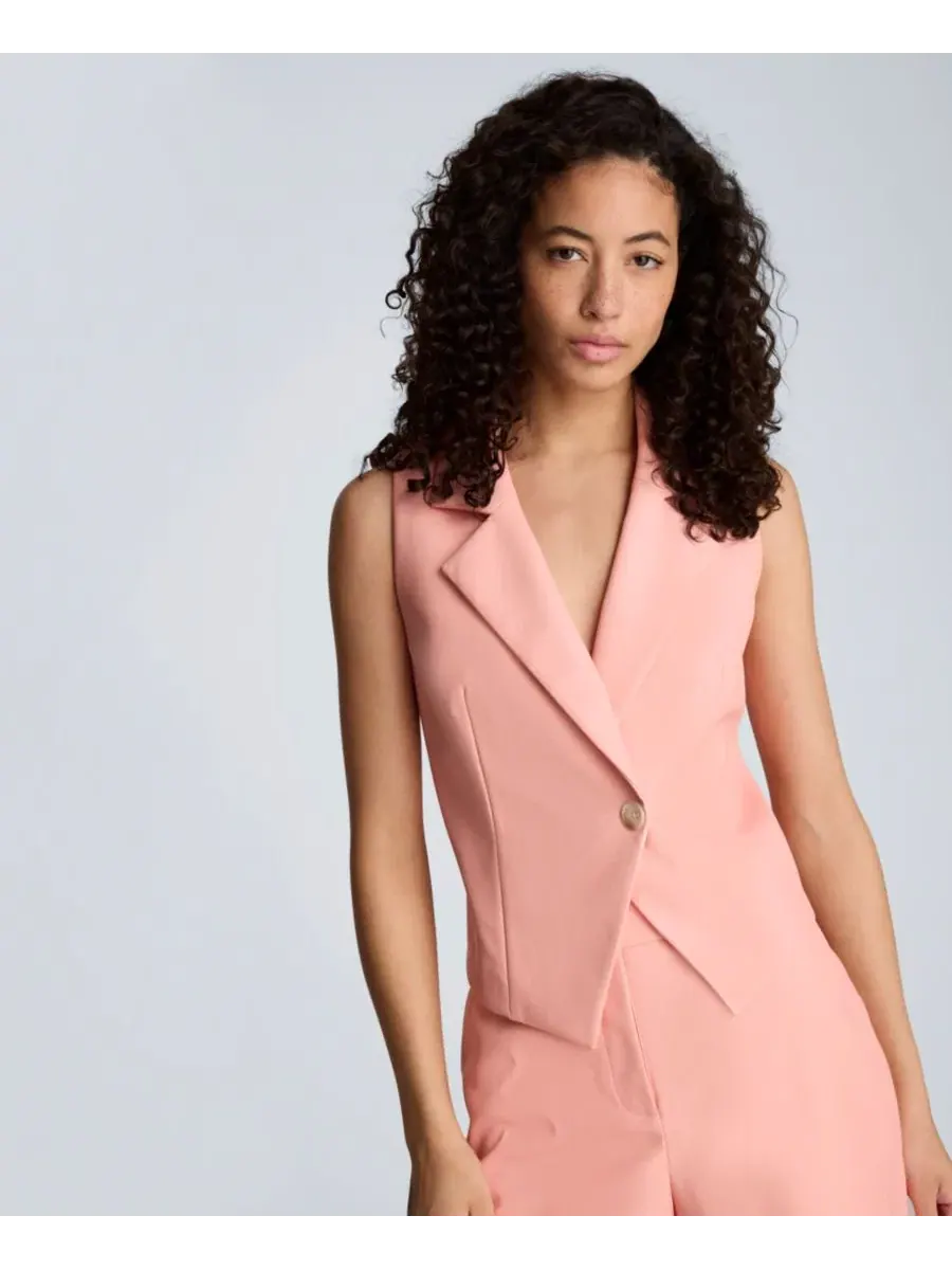 Женский приталенный жилет из искусственной кожи с одной пуговицей Kenneth Cole, Soft Peach
