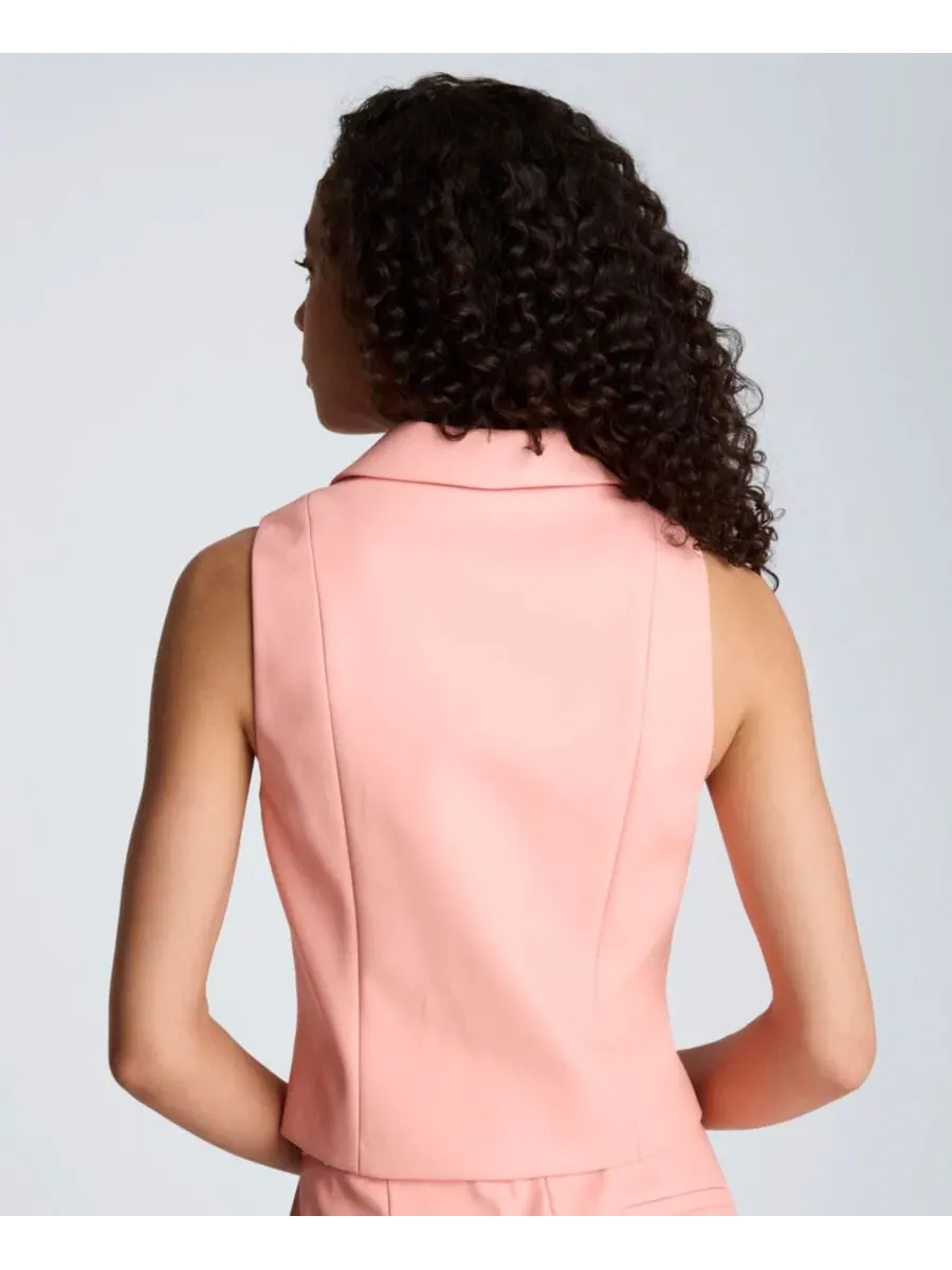 Женский приталенный жилет из искусственной кожи с одной пуговицей Kenneth Cole, Soft Peach — изображение 5 из 5