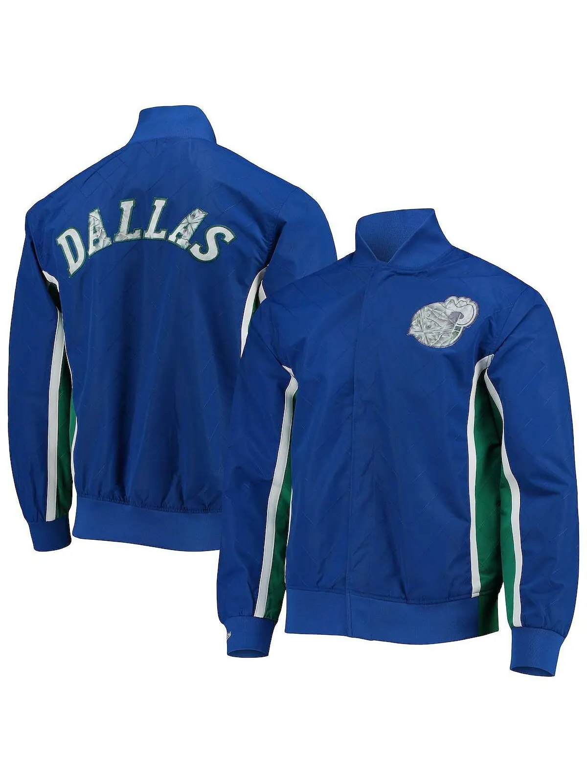 Мужская разминочная куртка на кнопках Dallas Mavericks синего цвета Hardwood Classics, посвященная