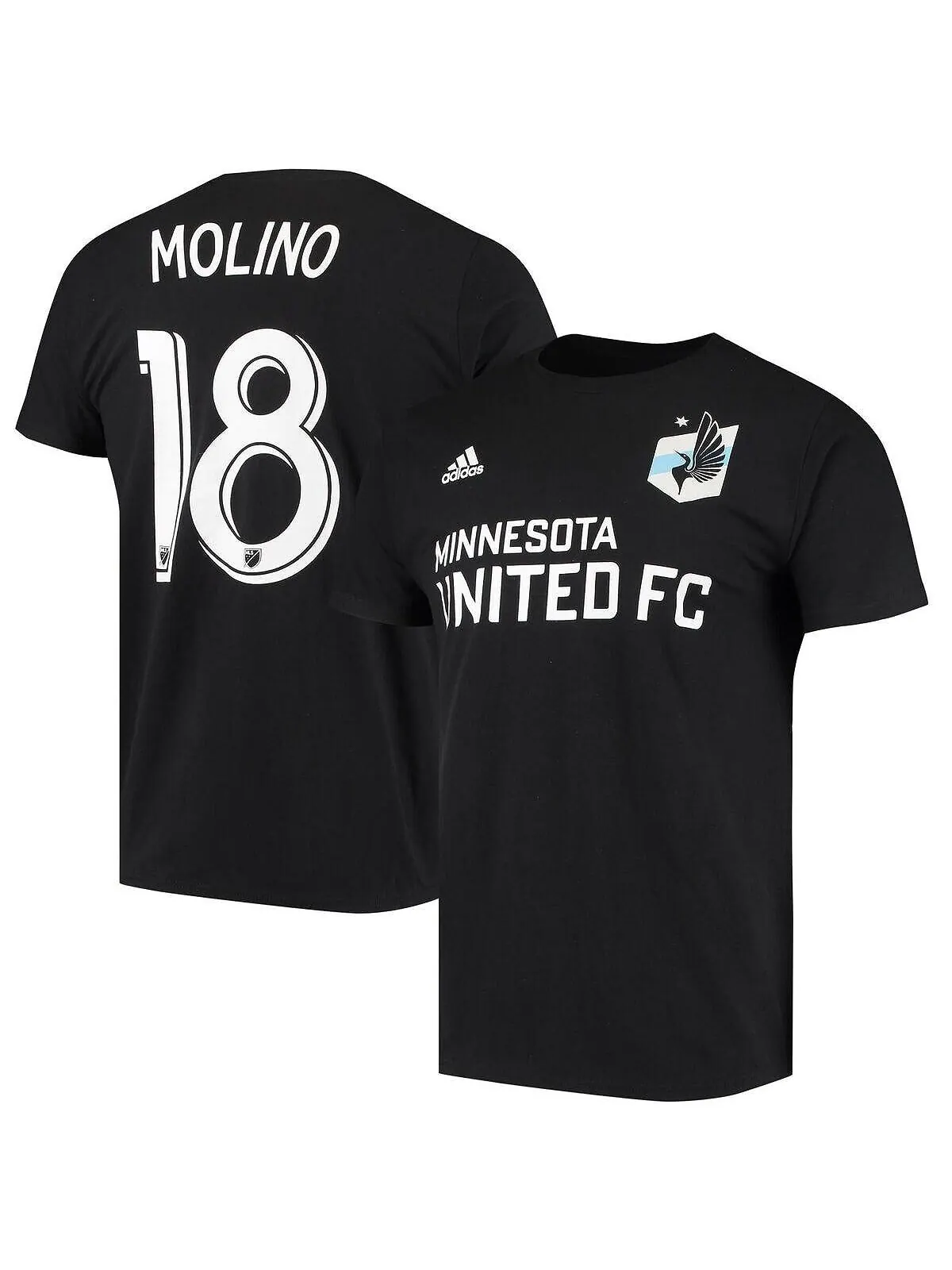 Мужская черная футболка Kevin Molino Minnesota United FC Go To Name and Number adidas
