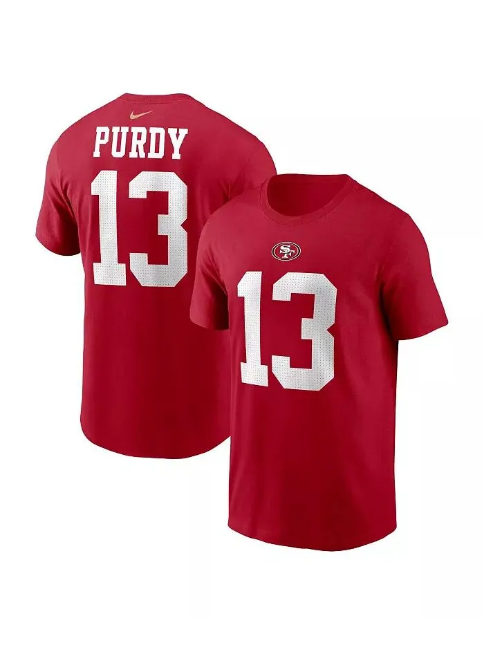 Мужская футболка Brock Purdy Scarlet San Francisco 49ers с именем и номером игрока Nike — изображение 1 из 3