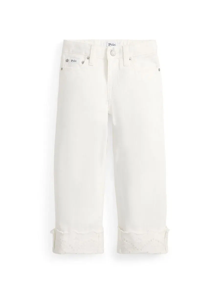 Джинсы из хлопкового денима с широкими штанинами и вышивкой Eyelet Cuff Polo Ralph Lauren, Tussa