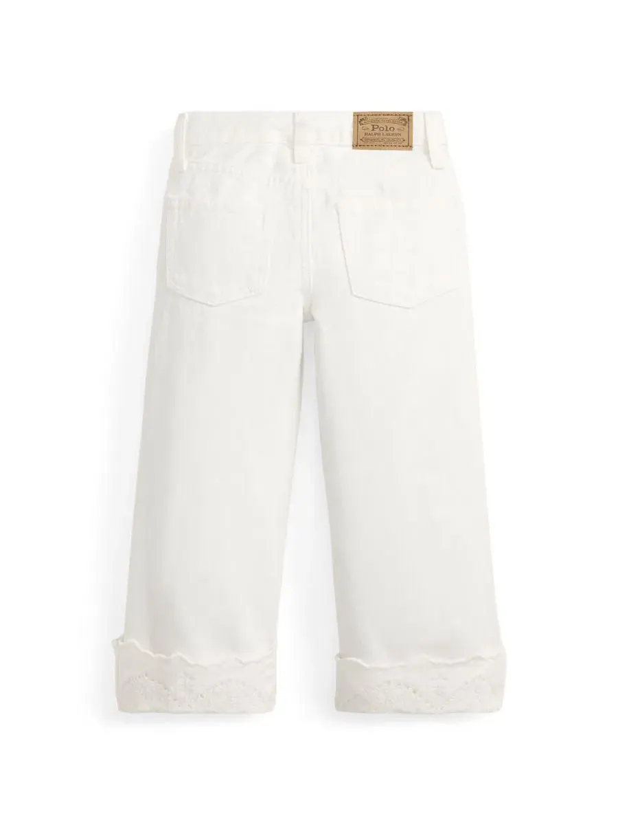 Джинсы из хлопкового денима с широкими штанинами и вышивкой Eyelet Cuff Polo Ralph Lauren, Tussa — изображение 2 из 3