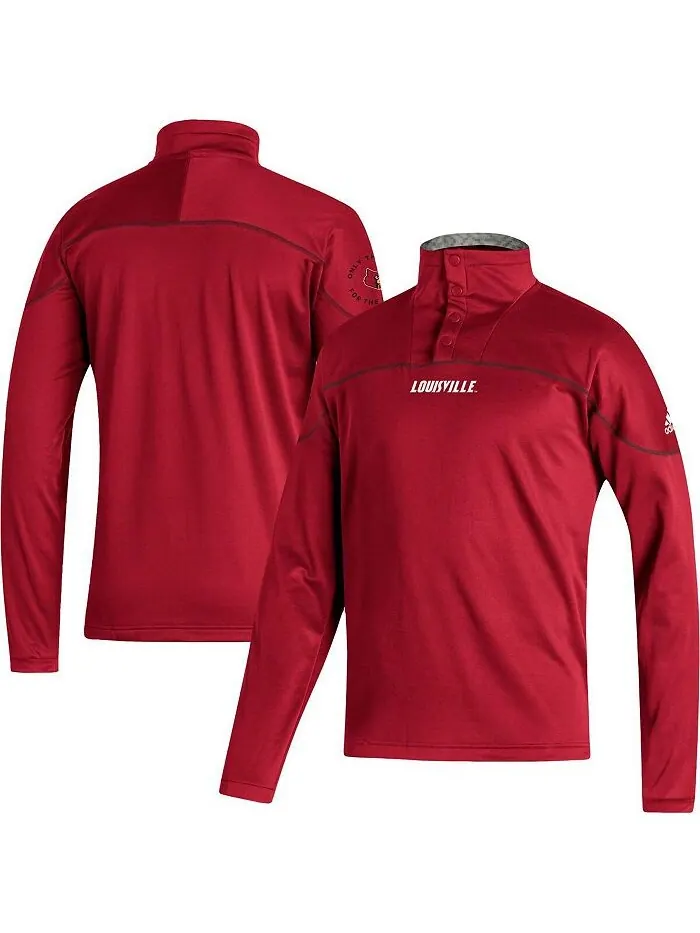 Мужская красная трикотажная куртка на четверть кнопки Louisville Cardinals AEROREADY adidas