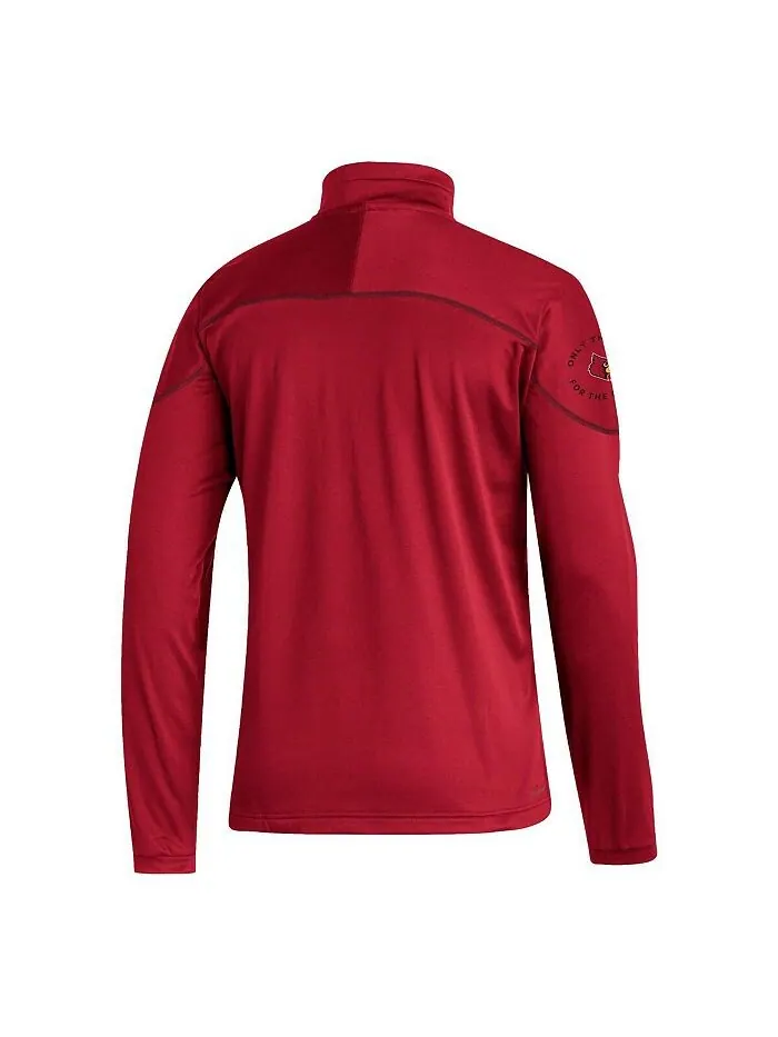 Мужская красная трикотажная куртка на четверть кнопки Louisville Cardinals AEROREADY adidas — изображение 2 из 3, красный