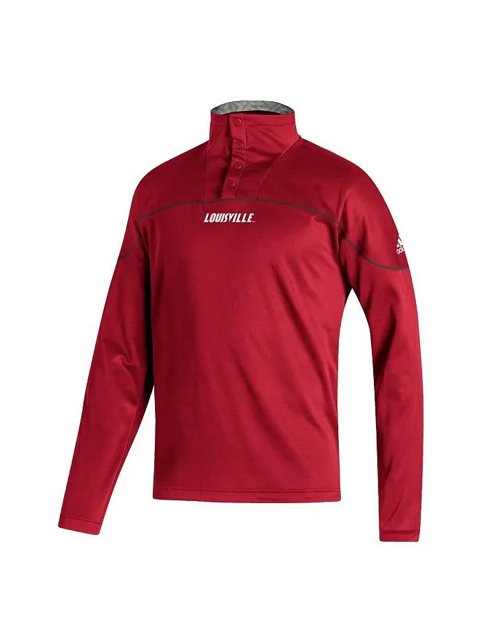 Мужская красная трикотажная куртка на четверть кнопки Louisville Cardinals AEROREADY adidas — изображение 3 из 3, красный