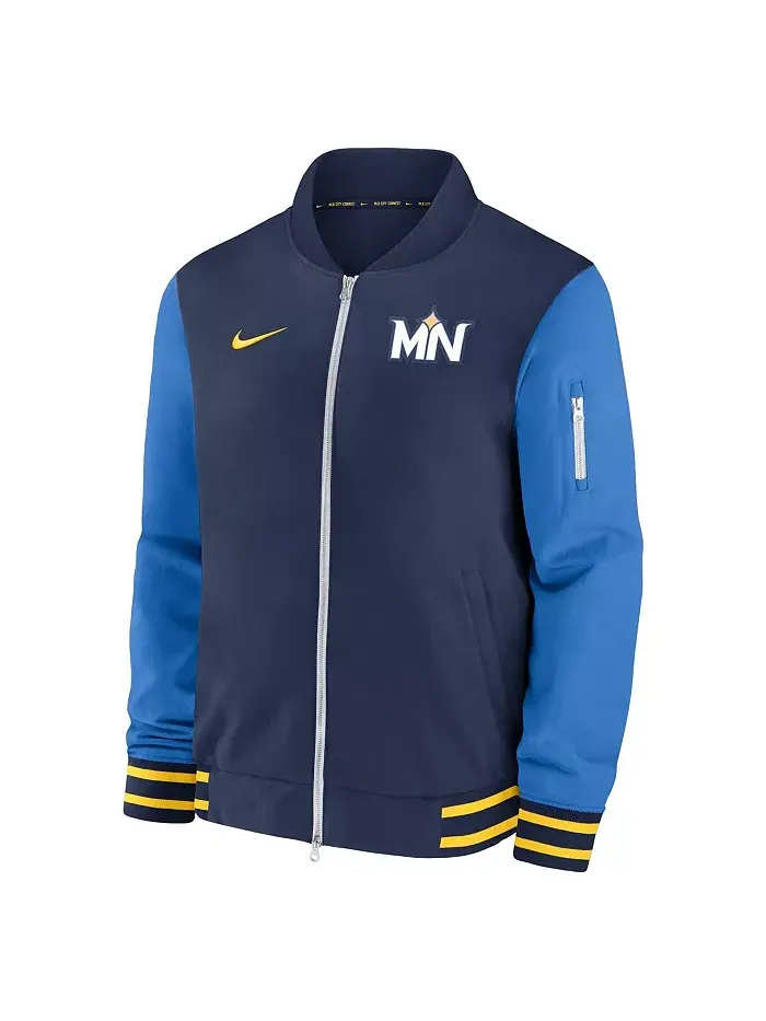 Мужская бомбер-куртка с полной застежкой-молнией Minnesota Twins 2024 City Connect Authentic — изображение 2 из 3