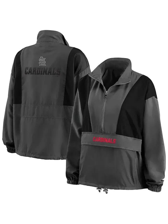 Женская полузастегивающаяся куртка St. Louis Cardinals с капюшоном, складная, цвет угольный WEAR by