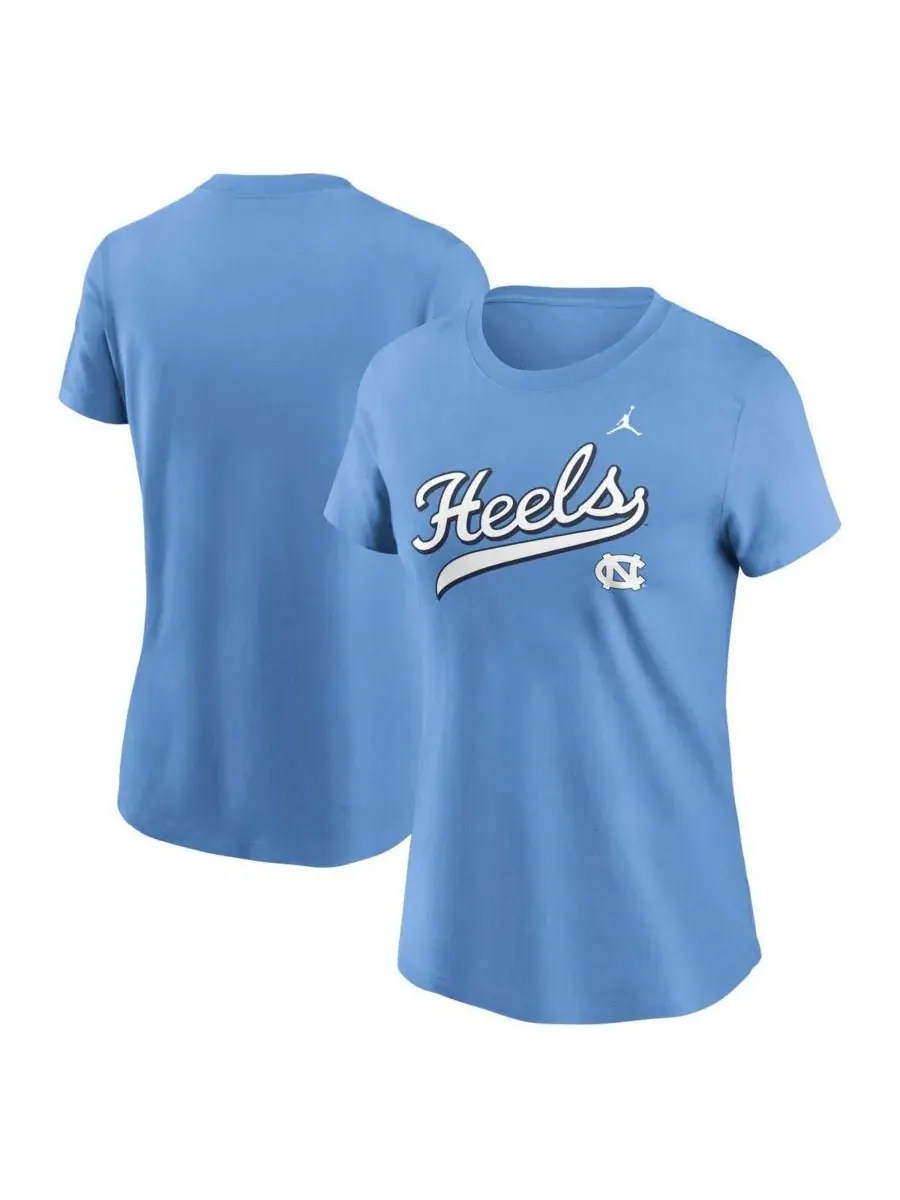 Jordan Женская футболка Carolina Blue North Carolina Tar Heels с надписью Local Script