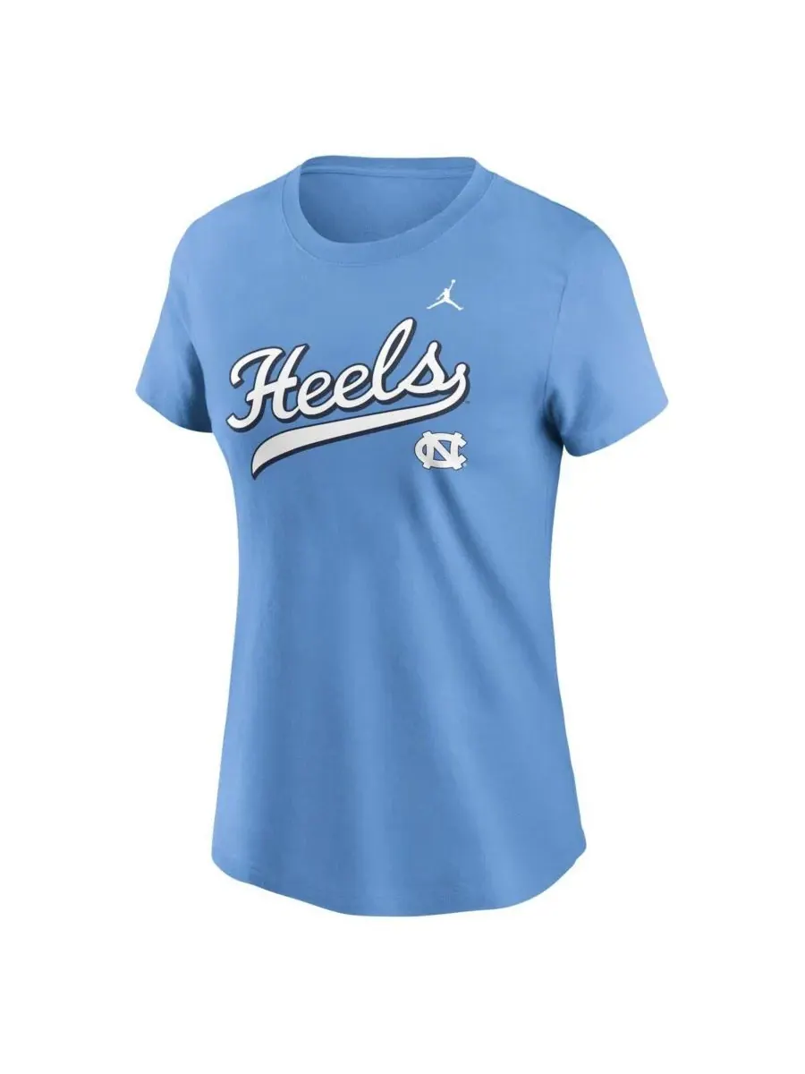 Jordan Женская футболка Carolina Blue North Carolina Tar Heels с надписью Local Script — изображение 2 из 3, светлый синий