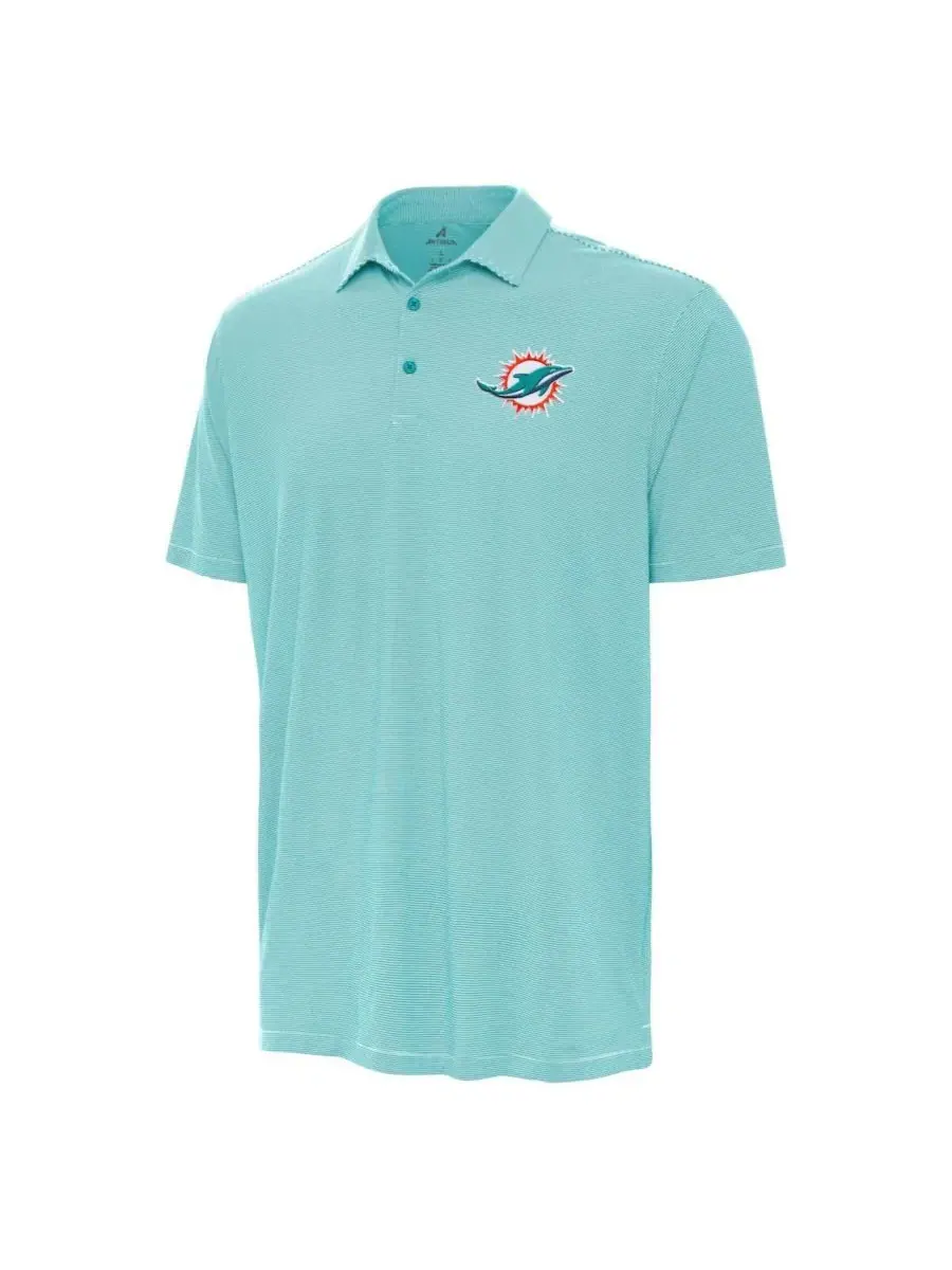 Поло для мужчин с микроузором, с коротким рукавом, Miami Dolphins Twine Antigua — изображение 2 из 3, голубой белый