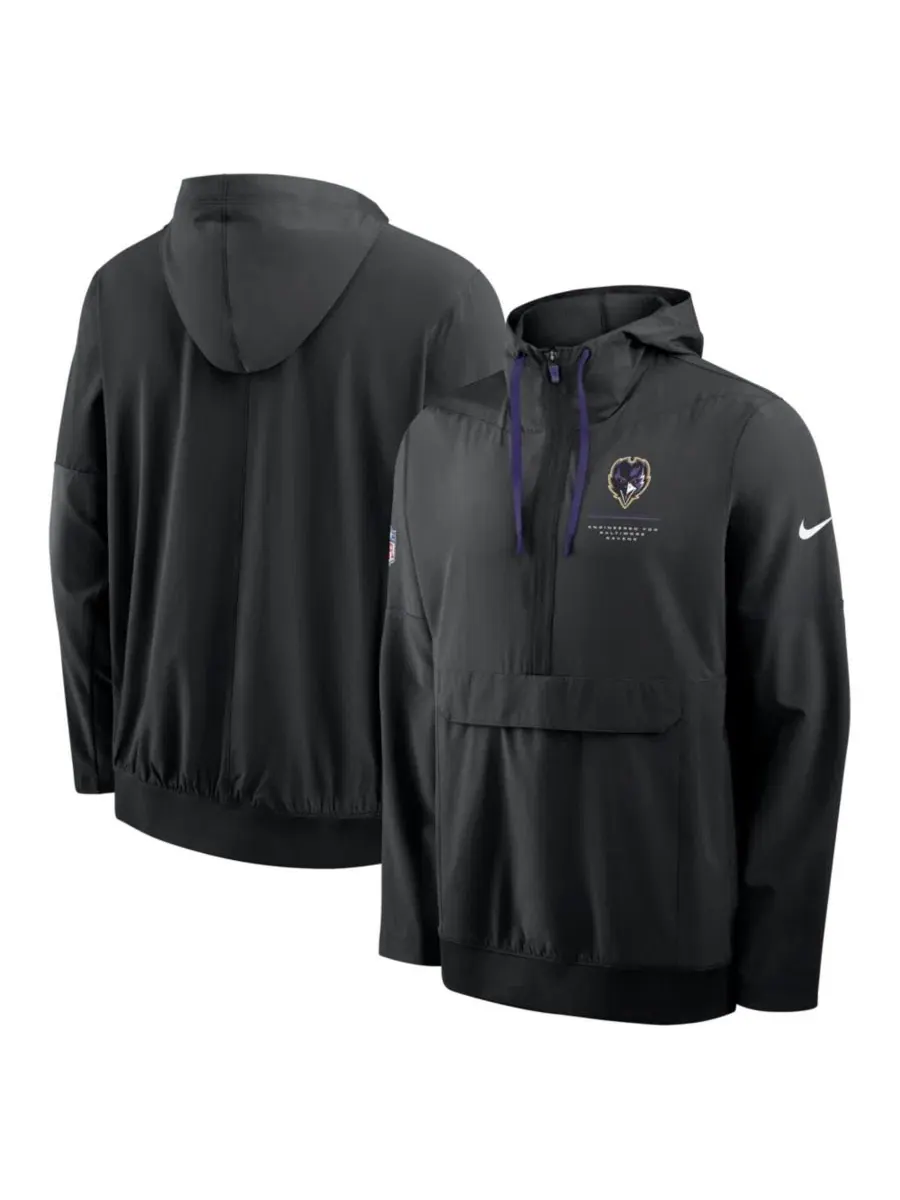 Ветровка-анорак с капюшоном и полузамком Baltimore Ravens Sideline Anorak Nike