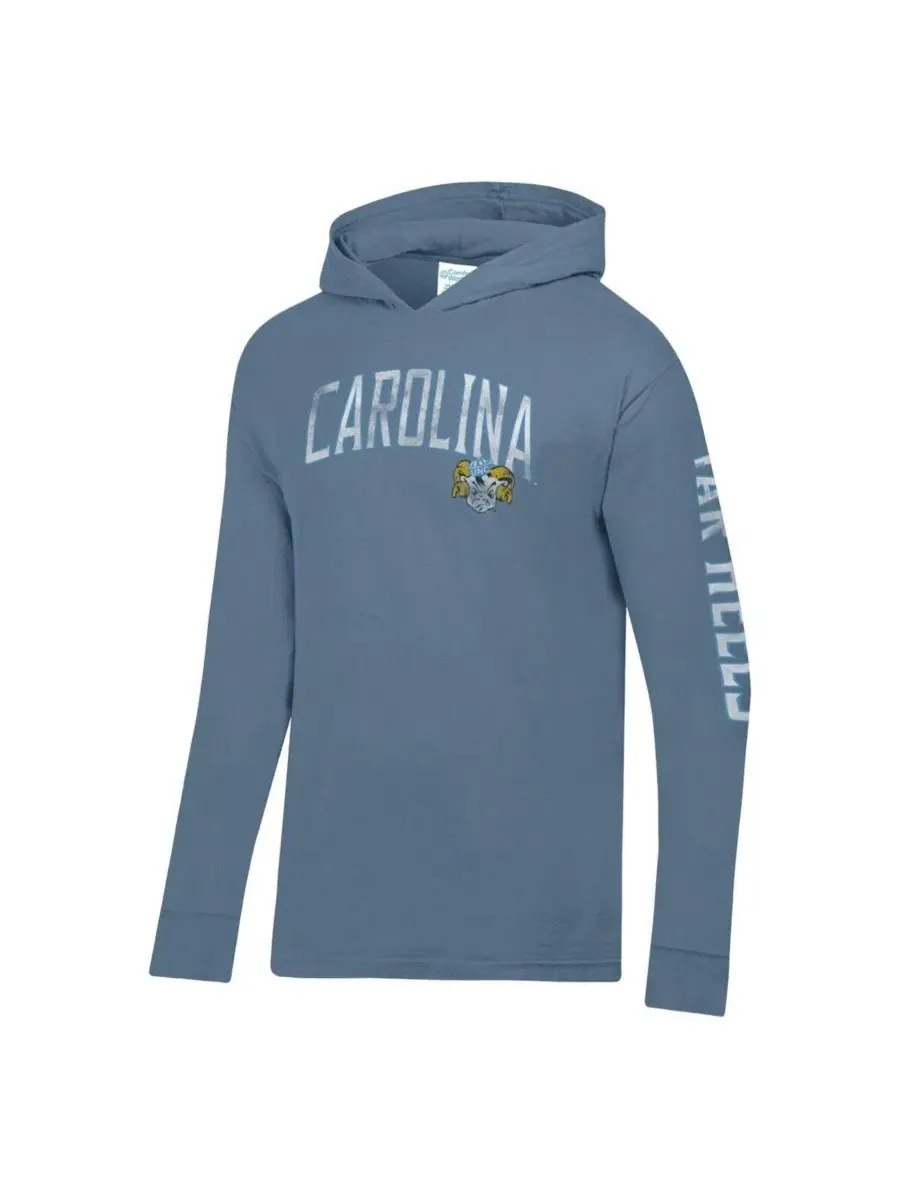 Мужская футболка с капюшоном и длинным рукавом с принтом North Carolina Tar Heels Comfortwash — изображение 3 из 3, синий