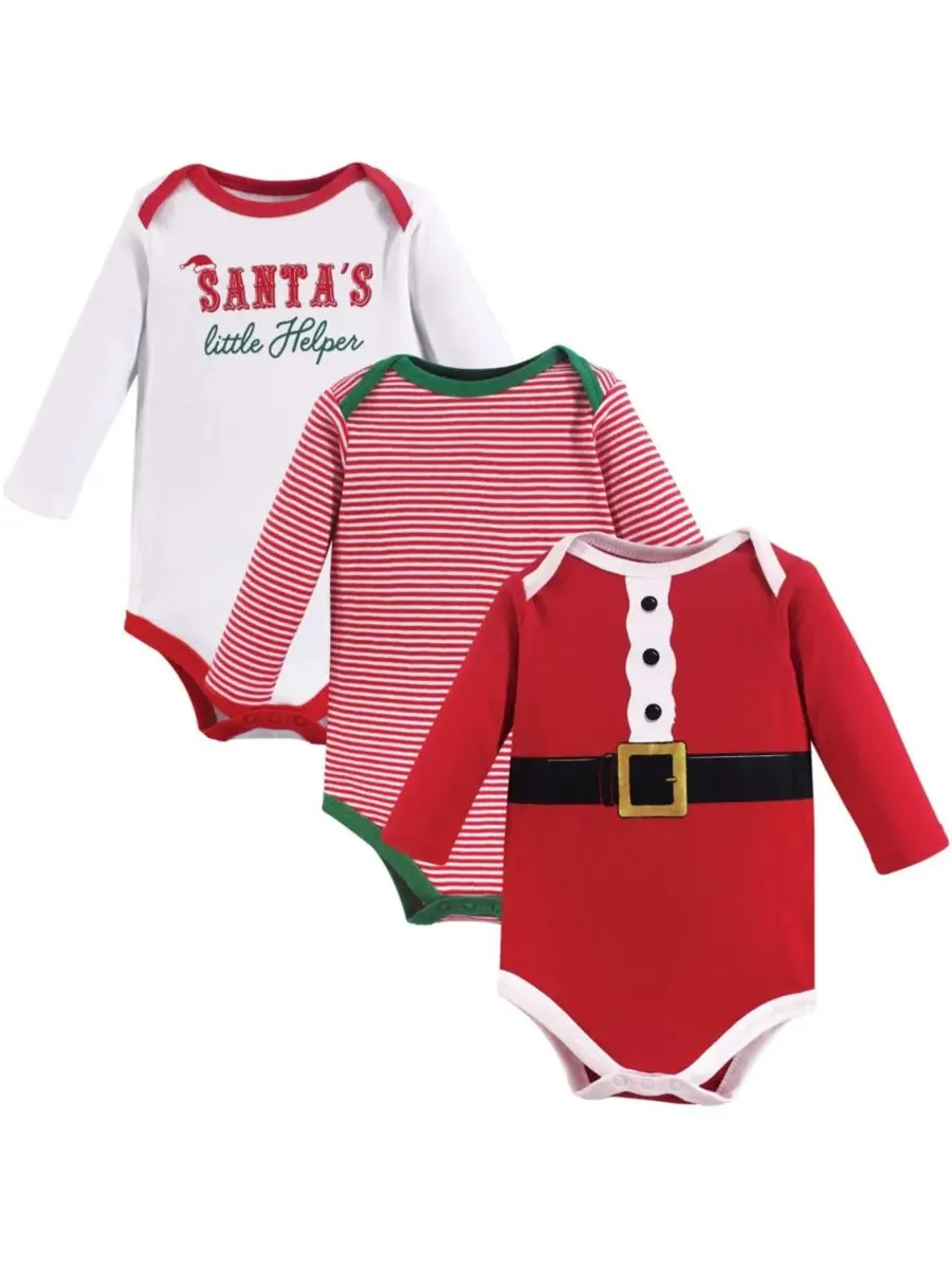 Тройной набор боди с длинными рукавами Treasure Little Treasure, Santas Helper