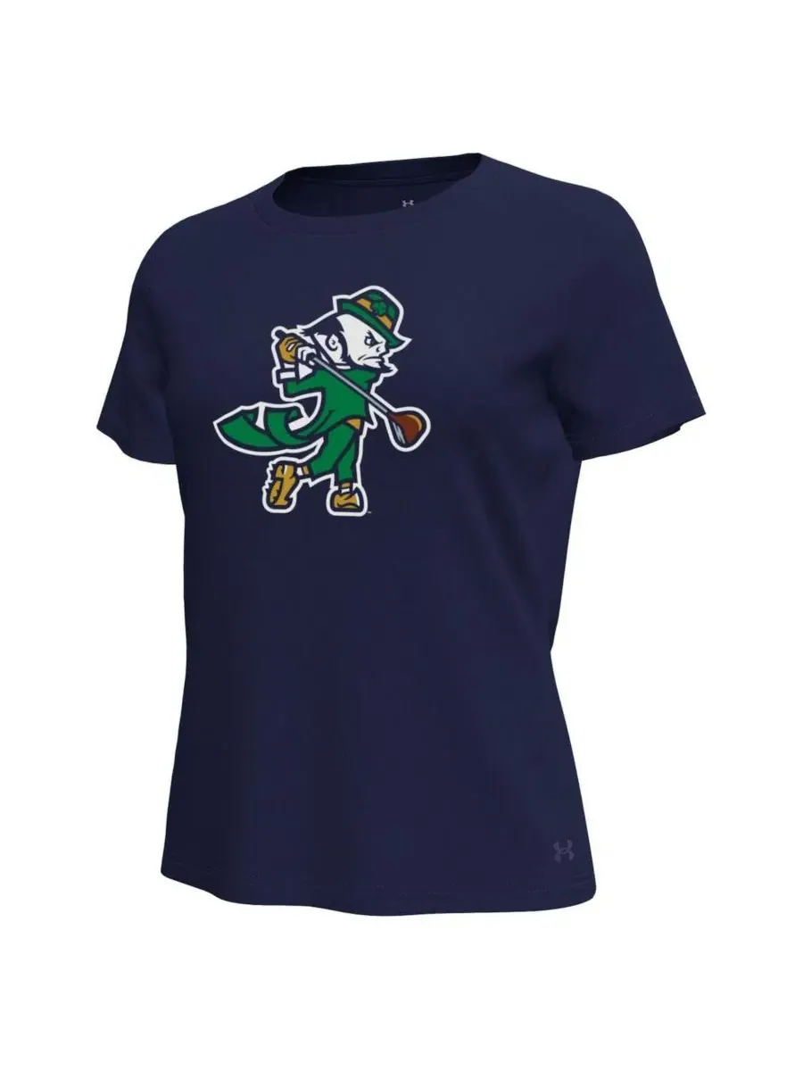 Футболка с принтом гольф-лепрекона Notre Dame Tech Stretch Under Armour — изображение 3 из 3, темно-синий