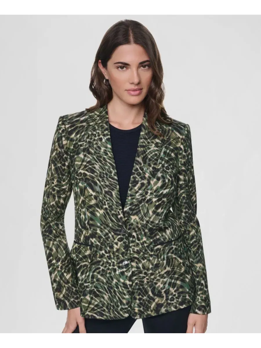 Женский жакет с воротником и клапанами DKNY, Forest Leopard