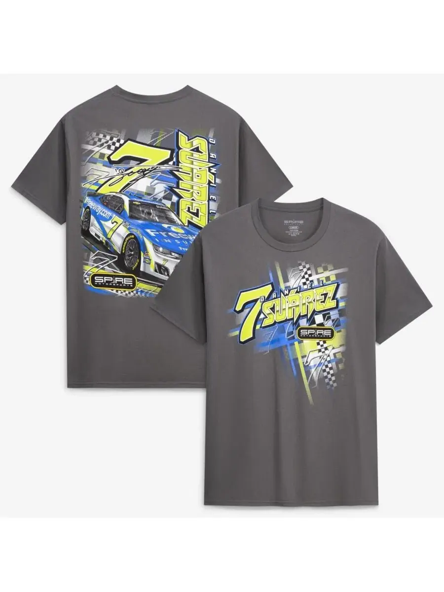 Футболка с принтом Daniel Suarez 7 Freeway Insurance Spire Motorsports — серый