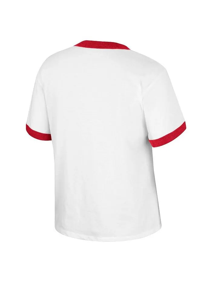 Женская белая футболка с эффектом потертости Alabama Crimson Tide x Wrangler Freehand Ringer — изображение 2 из 3, белый