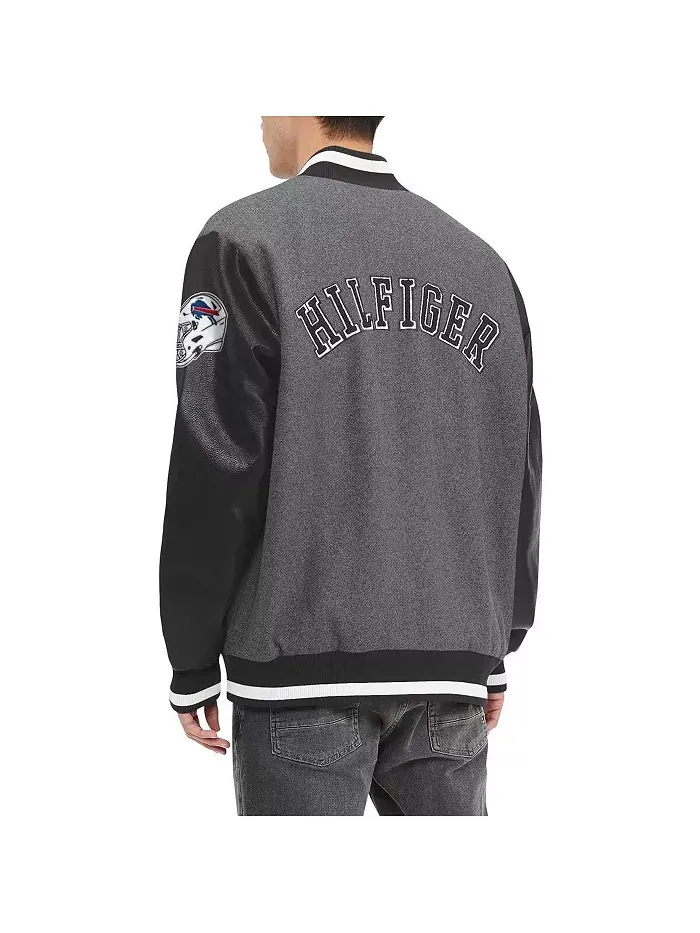 Мужская ворсованная серая бейсбольная куртка Buffalo Bills Gunner на молнии Tommy Hilfiger — изображение 3 из 3